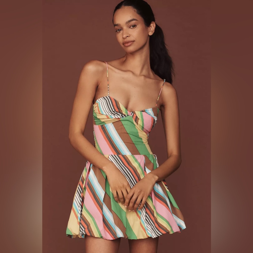 Striped Multi-Color Spaghetti Strap Mini Dress